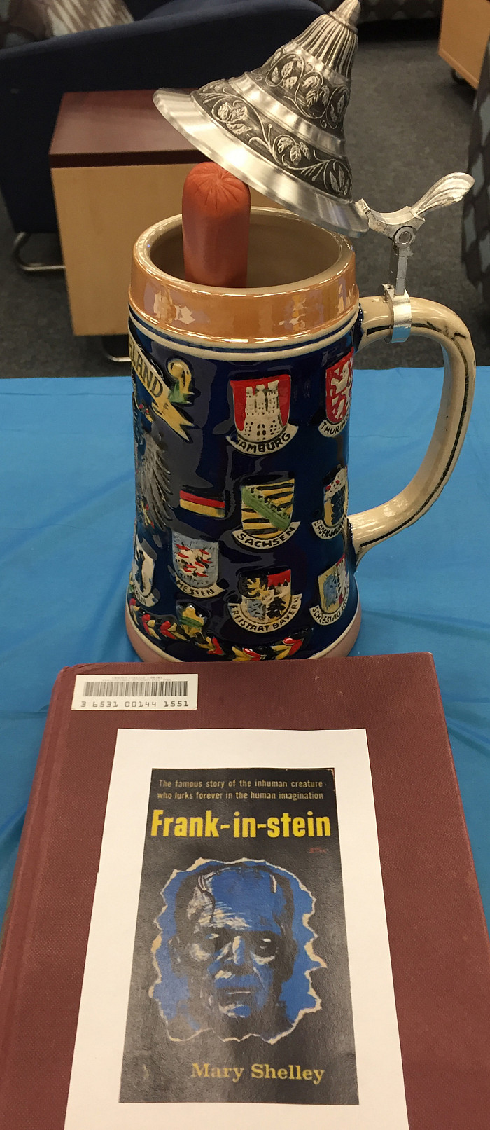 Frank-in-Stein was an entry in Myrin Library's 15th Annual Edible Books Festival.