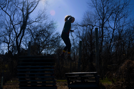 Jumping photo brightened