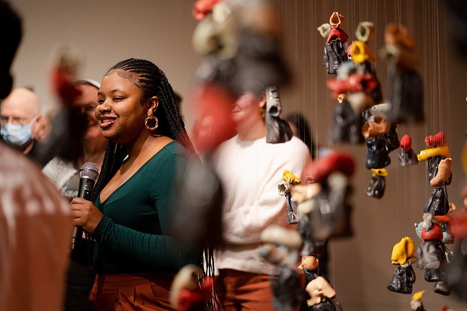 Turning passion into art! Recent alum, Maia Peele proudly showcases her own curated museum exhibition—proof that creativity and har...