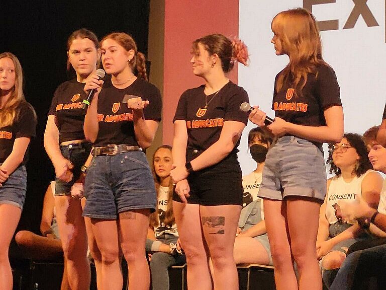 Peer Advocates Answering Questions at the 2022 Consent Event