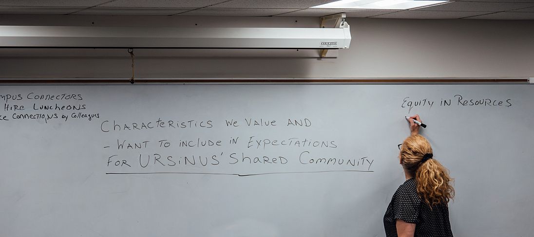 Faculty and staff broke off for small group exercises to identify the characteristics they value and want to include in expectations for ...