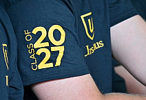 Sleeve of a Class of 2027 t-shirt worn by first-year students at the convocation ceremony.