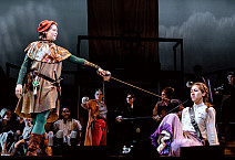 Sophia Bush '26 (left) as Peter Pan; Annie Zulick '25 (right) as Captain Darling.