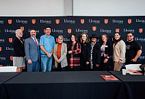 U.S. Rep. Madeleine Dean is joined by Ursinus President Robyn Hannigan, members of the Ursinus and Collegeville communities, and represen...