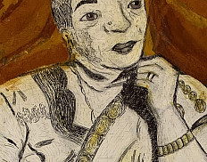 This portrait by Mekha Varghese '23 is on view in a Montgomery County arts exhibition at the King of Prussia Mall.