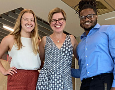 Professor Rebecca Lyczak (center) with Sophie Lear '22 and Quaran Davis '22, who are performing research under the latest NIH grant.