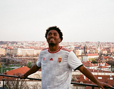 A pose from a study-abroad experience in Prague.