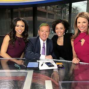 Alex Holley, Mike Jerrick, Latonia Brown '04, and Karen Hepp on the set of FOX 29's Good Day Philadelphia