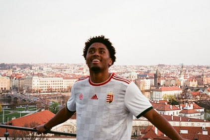 A pose from a study-abroad experience in Prague.