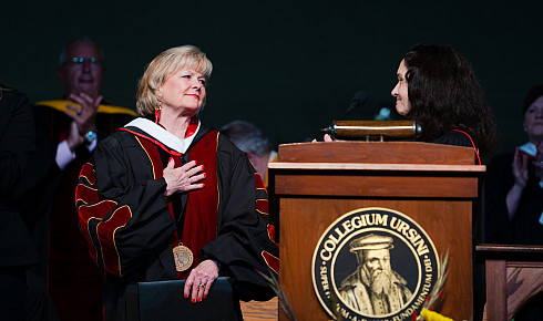An endowed fund was established to honor President Marsteller's mentorship of staff. She also was presented with a special citation durin...