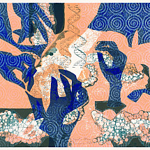 Françoise Gilot, Genetic Patterns, 1991. Color lithograph.