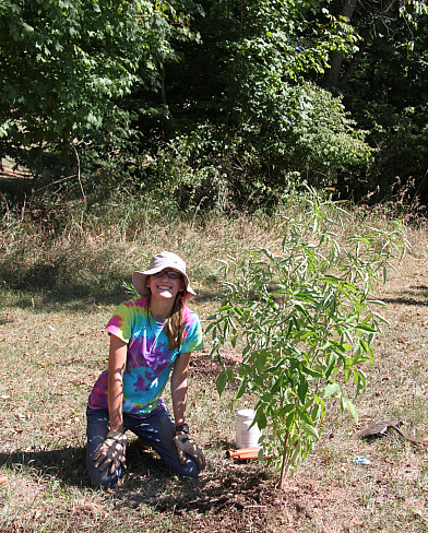 Planting trees as part of watershed conservation efforts in the Perkiomen.