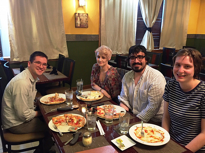 Shane Kowalski UC'11 (dark hair) returns to Ursinus for a fiction reading.  Shane will complete his MFA at Cornell this August. But first...