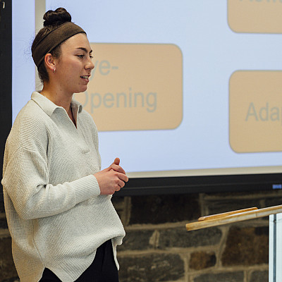 Education students at Ursinus give presentations about their student teaching in the Bears Den. Part of CoSA 2024