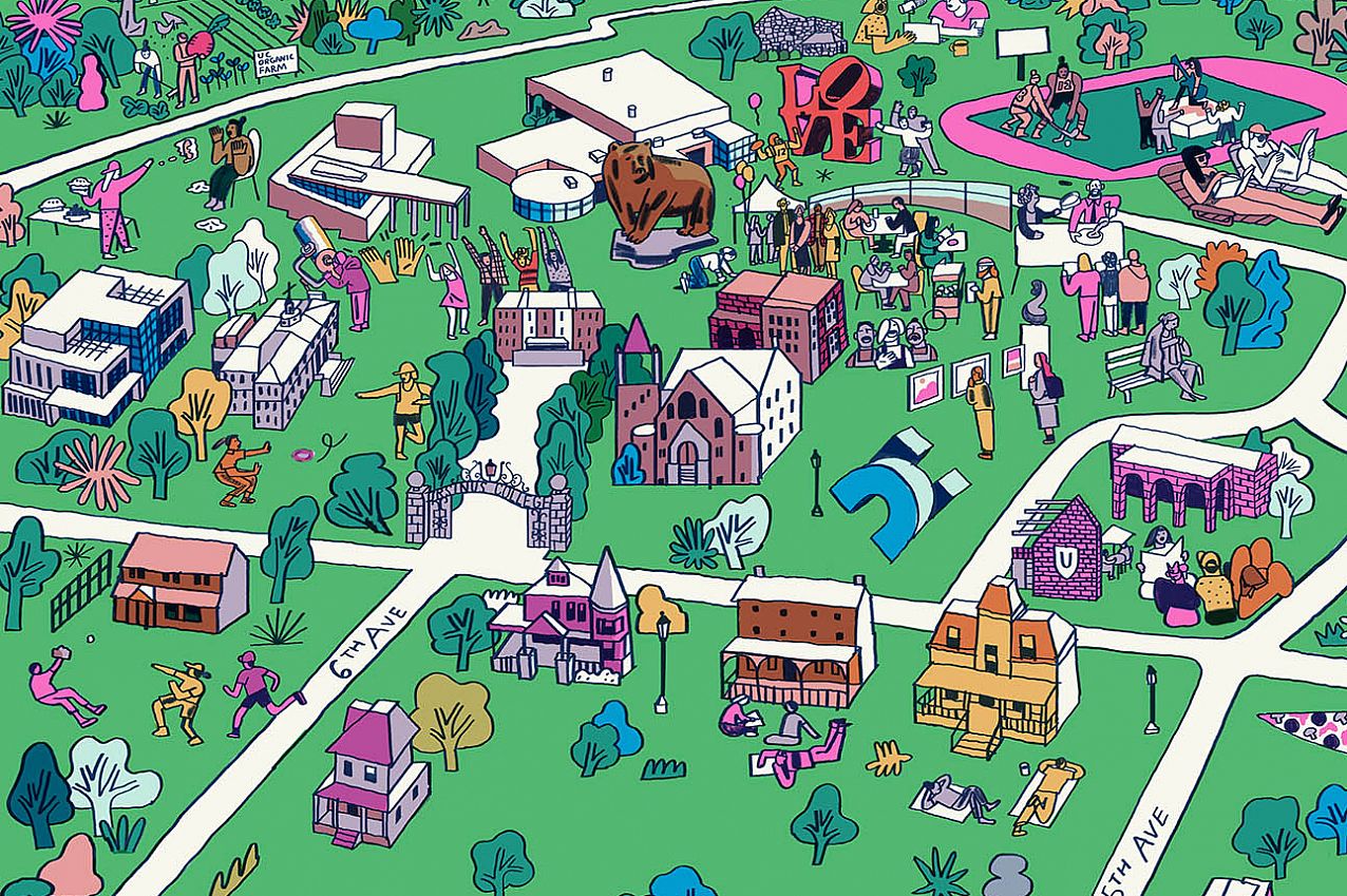 ursinus college illustrated cartoon campus map