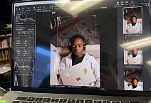 Sophomore Josh stepped in to help with a fun digital photo ad in Myrin Library entitled Open Your Mind.