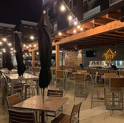 Outside seating area of restaurant.