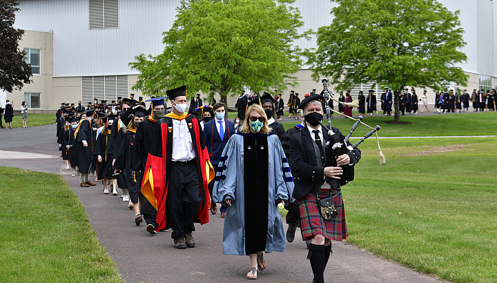 The Class of 2020 celebrates its commencement ceremony on May 16, 2021, one year after COVID-19 forced a virtual celebration.