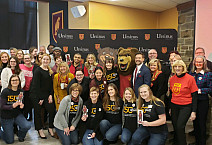 Giving committee posing with the Ursinus mascot