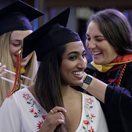 Ursinus College graduates getting ready for their commencement ceremony.