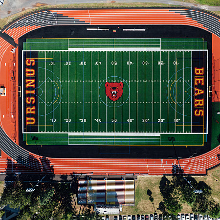 Birds-eye view of Ursinus Bear's football field.