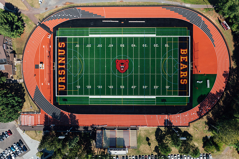 Birds-eye view of Ursinus Bear's football field.
