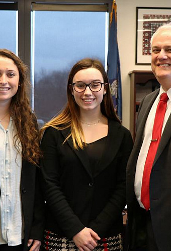 Bucks County District Attorney Matt Weintraub '90 with Alexa McCall '23 and Allyson Meakim '23.