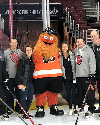 Jillian Falduto '19, an Applied Economics major, interns with the Philadelphia Flyers.