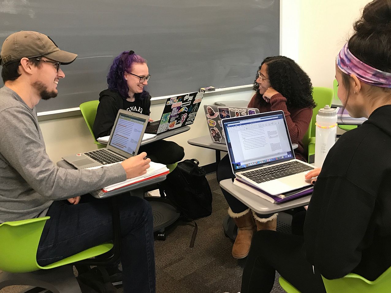 Writing Fellows discussing writing pedagogy