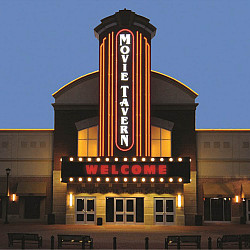 Outside of the main entrance of a Movie Tavern.